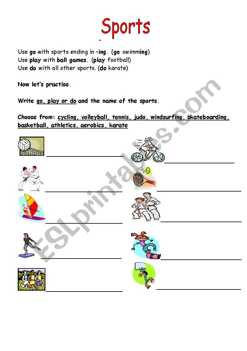 Sports worksheet