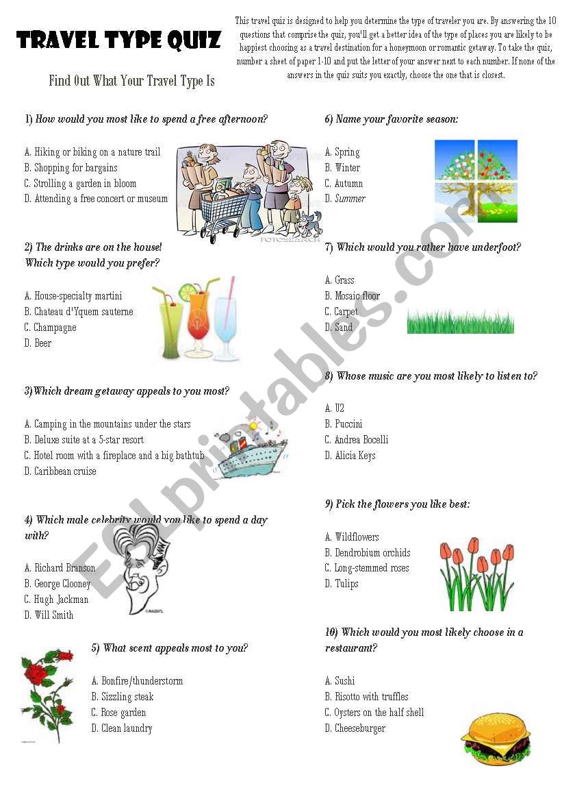 Travel Quiz worksheet