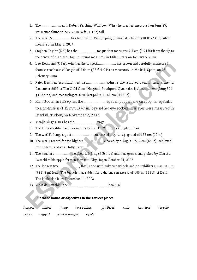 superlative forms worksheet