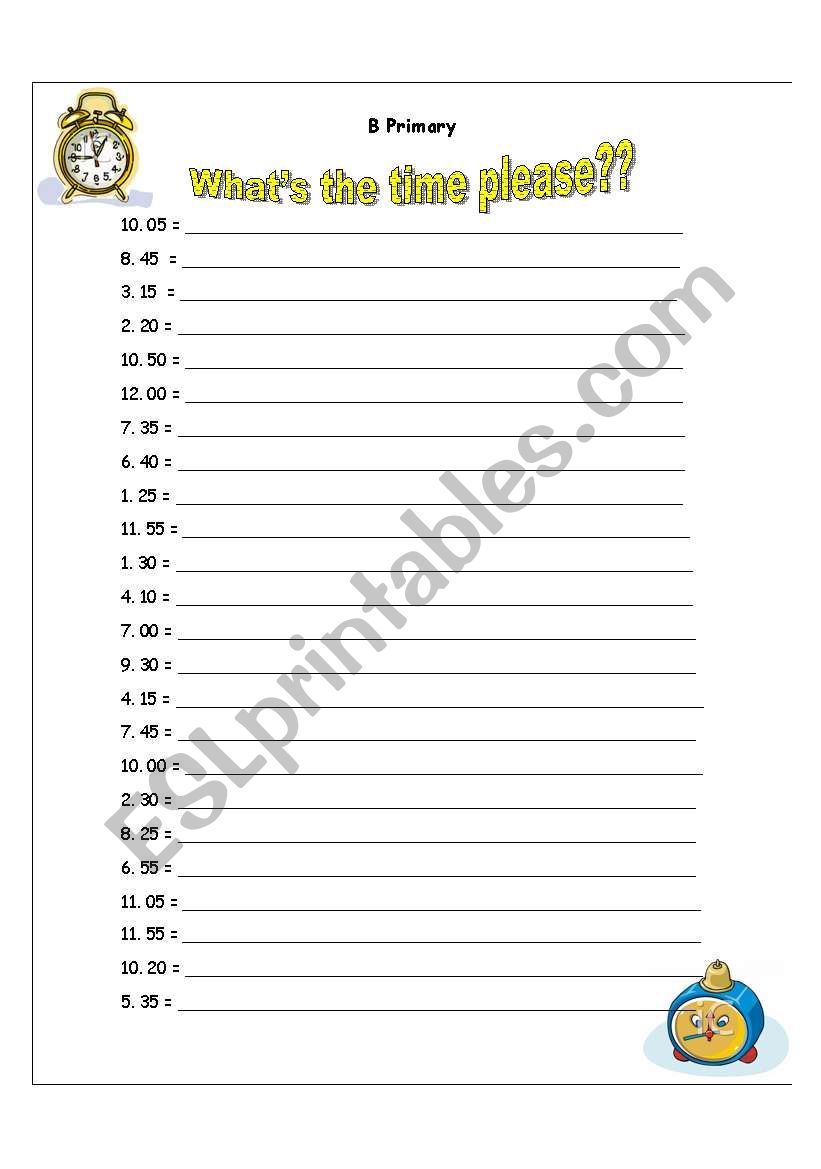 Telling the time worksheet