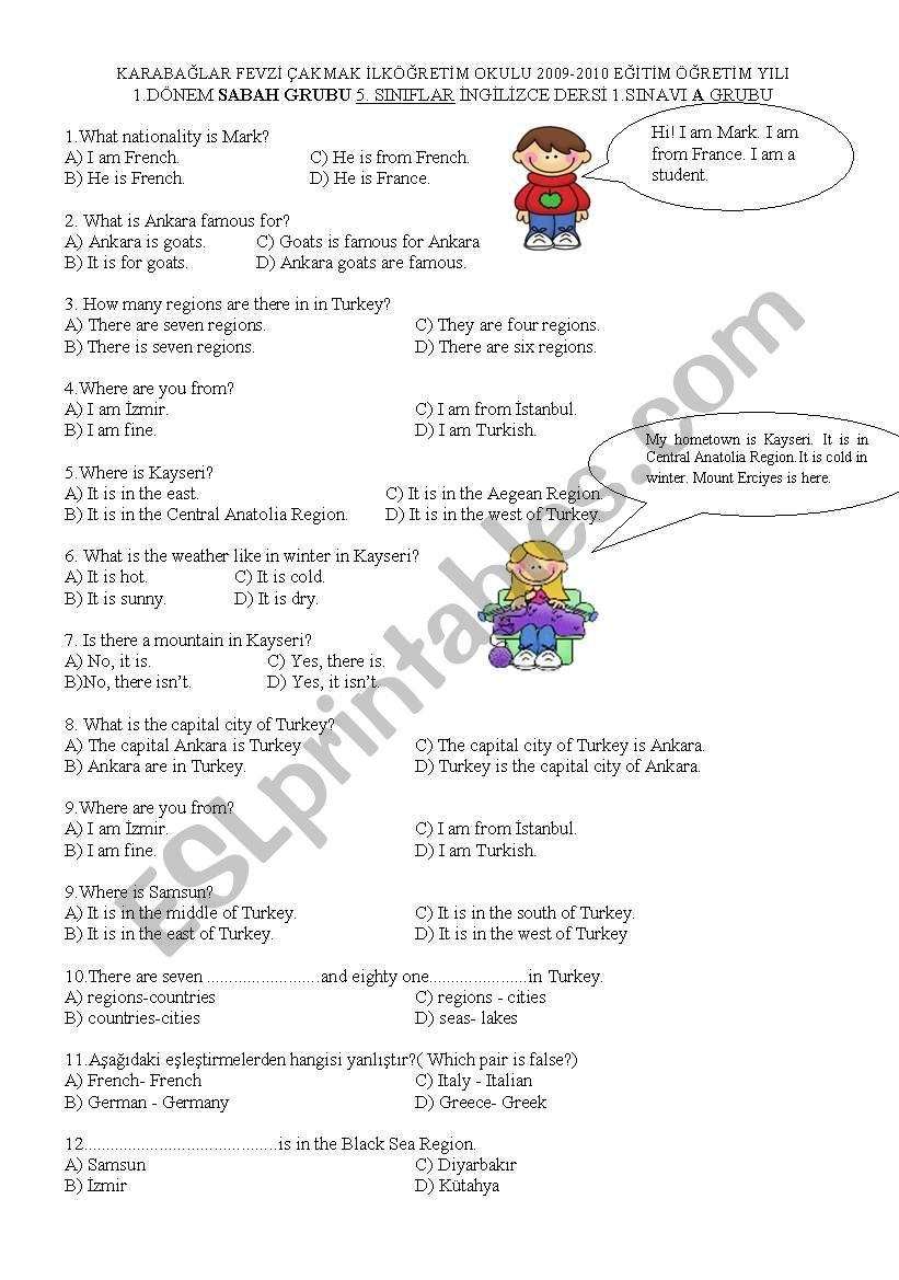 nationalities-capital cities worksheet