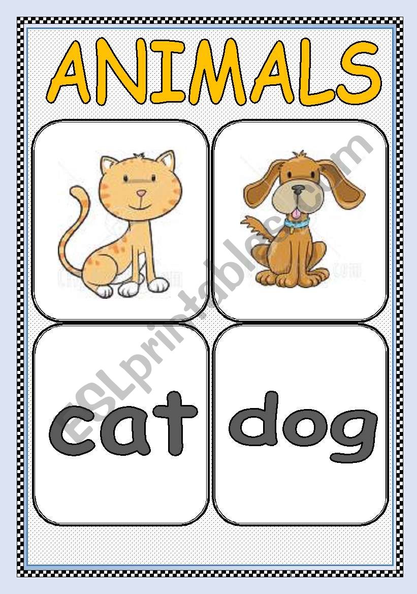 ANIMALS FLASHCARD or POSTER ( Part : 1 ) | TWO PAGES |