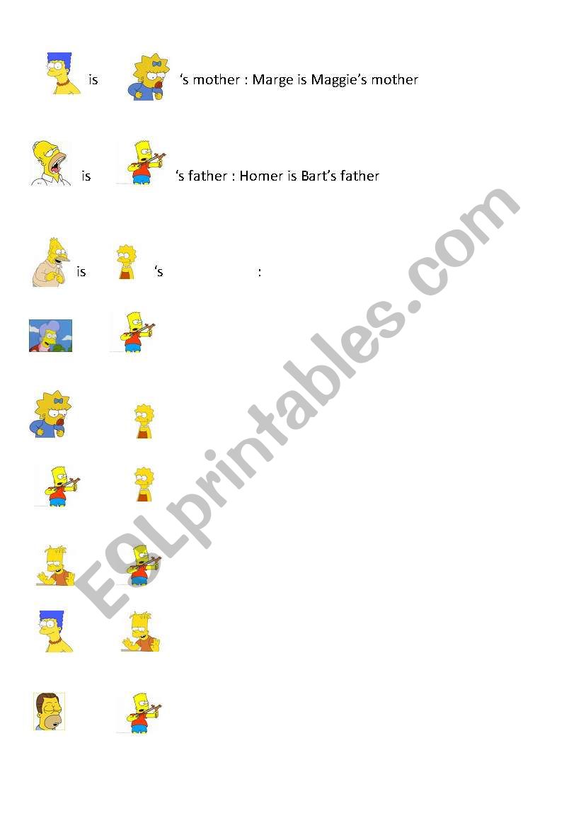 The Simpson family worksheet