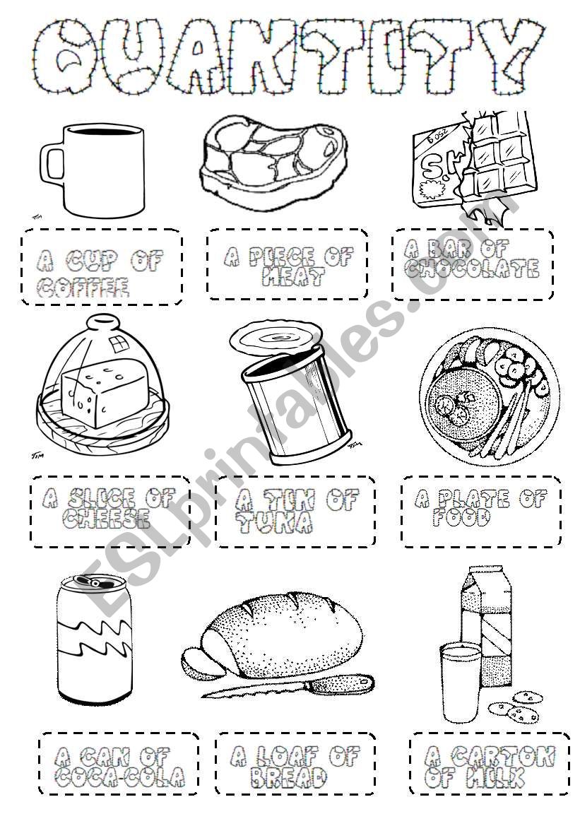 food quantity PICTIONARY worksheet