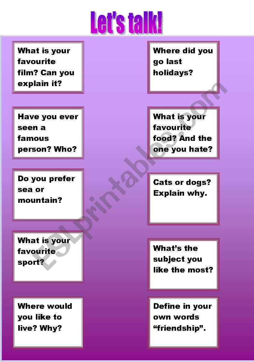 LetÂ´s talk! worksheet