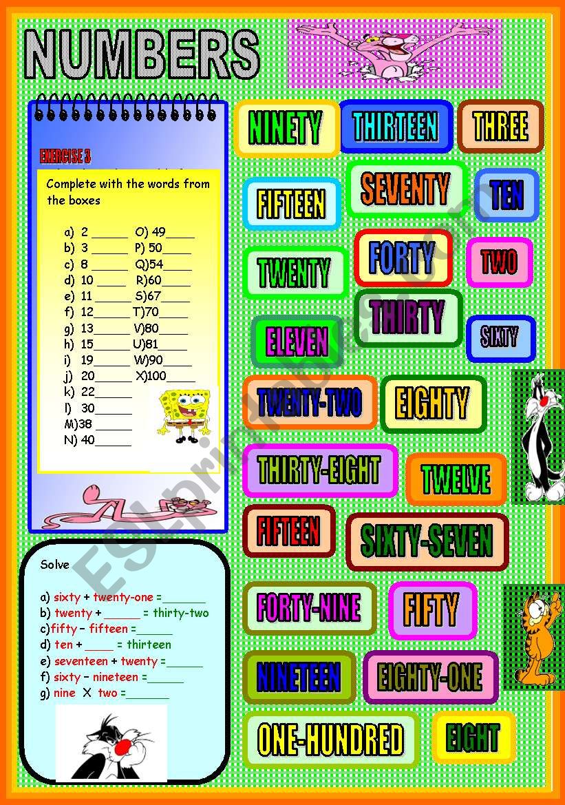 NUMBERS (BLACK AND WHITE VERSION INCLUDED)