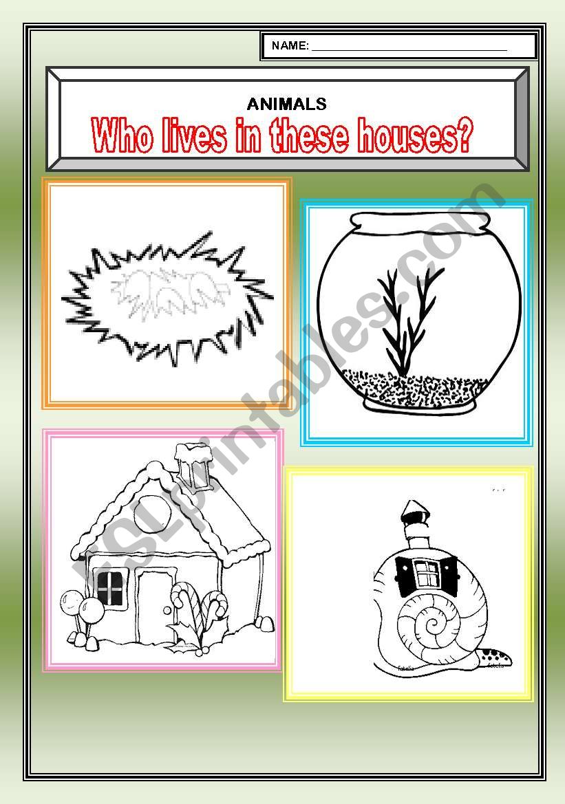 Who lives in these houses? worksheet