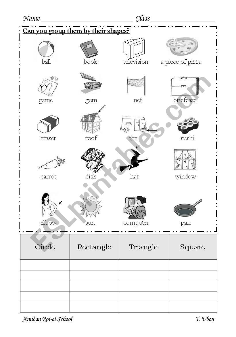 Group by shapes worksheet