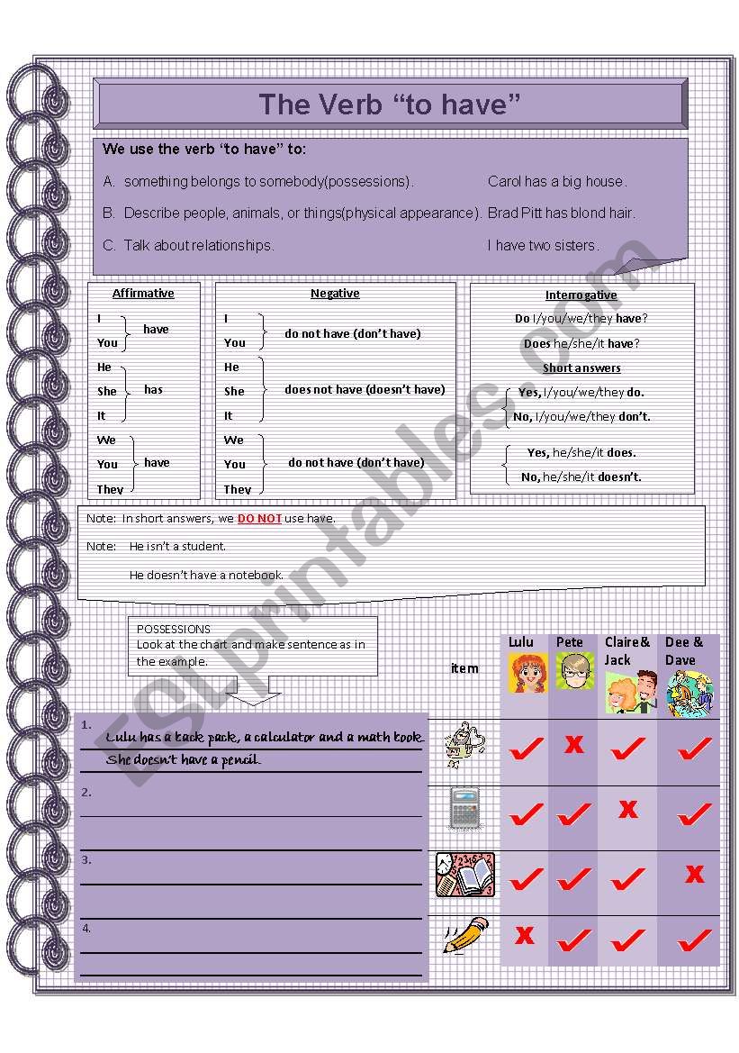 To have simple present part I worksheet