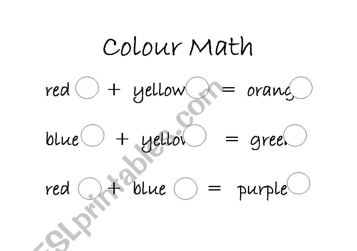 Colour Math worksheet
