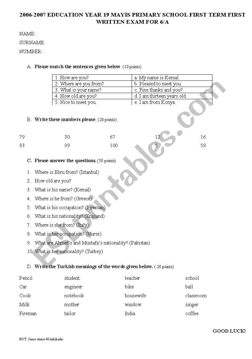 worksheet worksheet