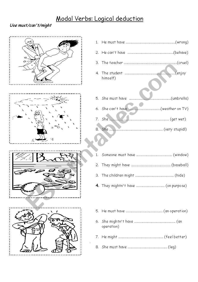 Modals of deduction worksheet