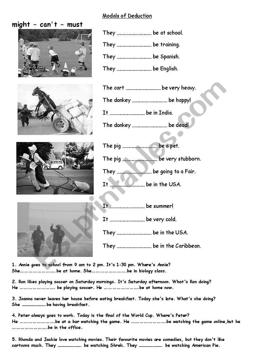 Modals deduction continuous worksheet