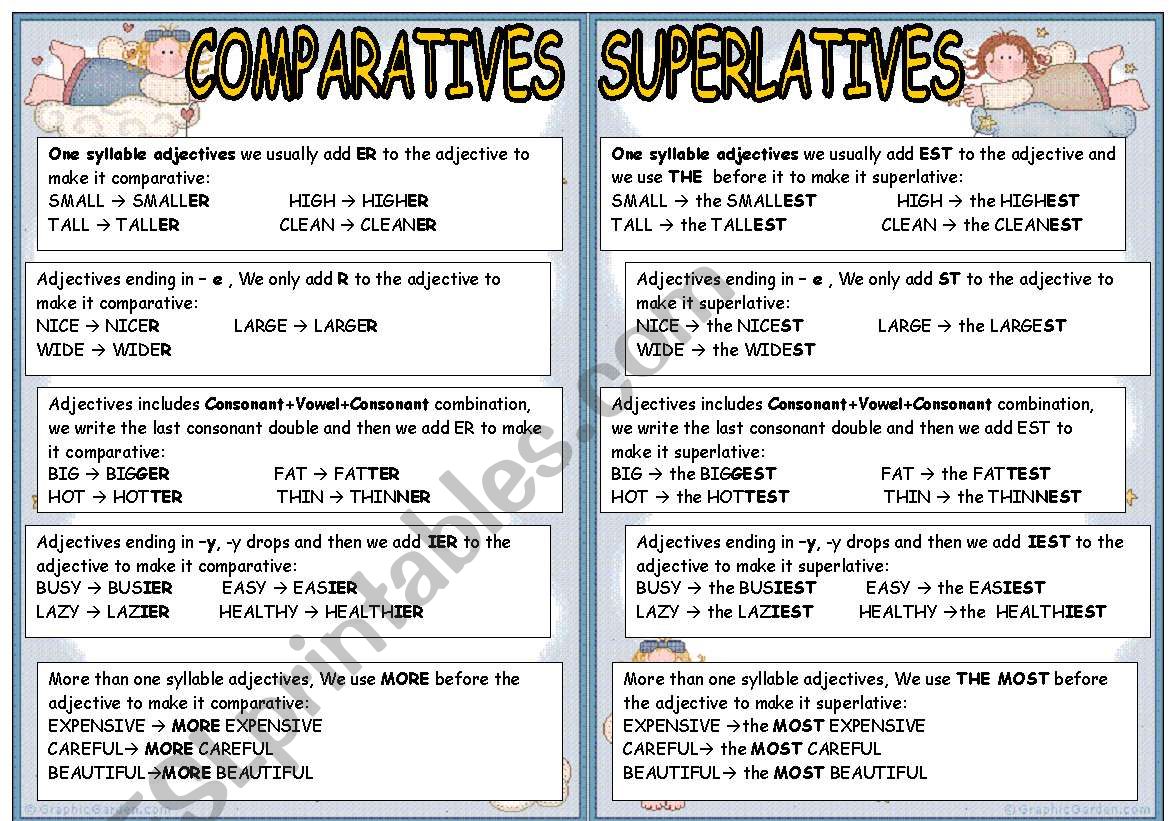 Comparative and superlatives worksheet