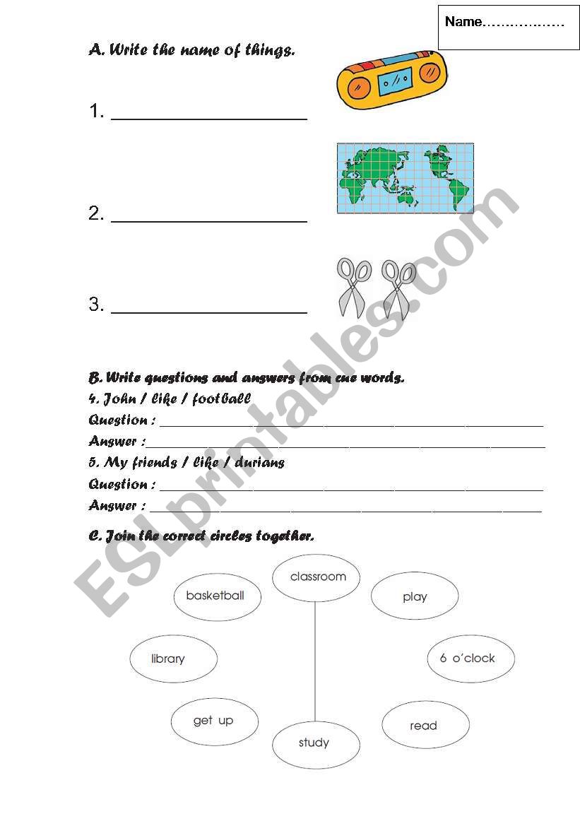 vocabulary worksheet