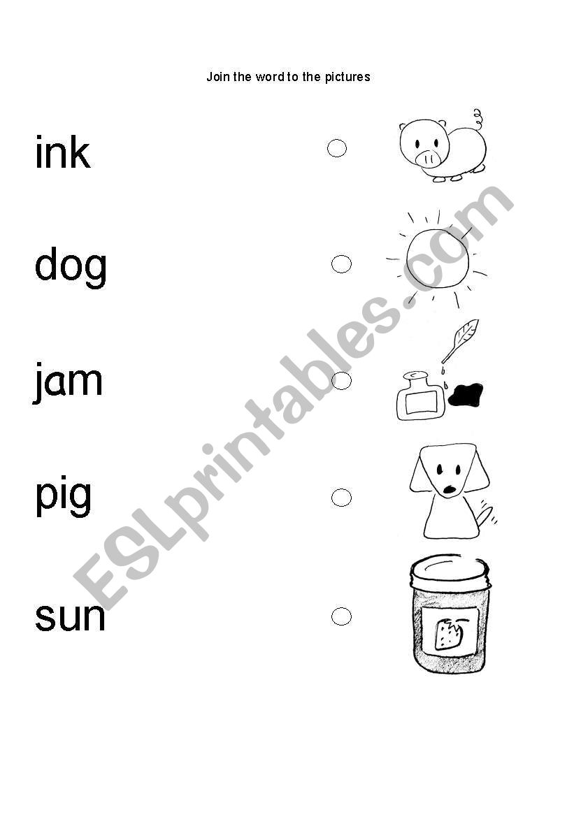 CVC matching picture to word worksheet