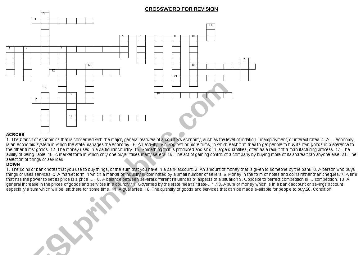 The Basics of Economics worksheet