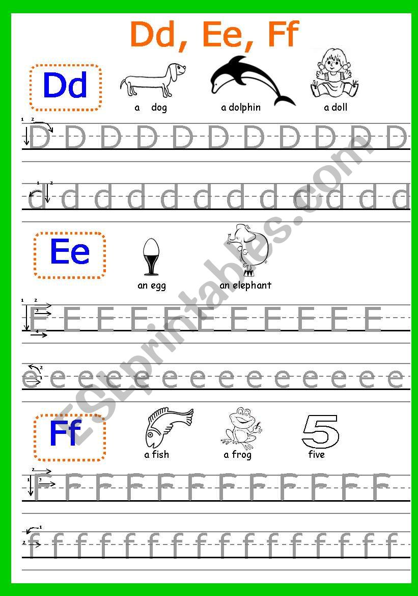 Dd, Ee, Ff, Gg writing. PART 2 (4 pages)