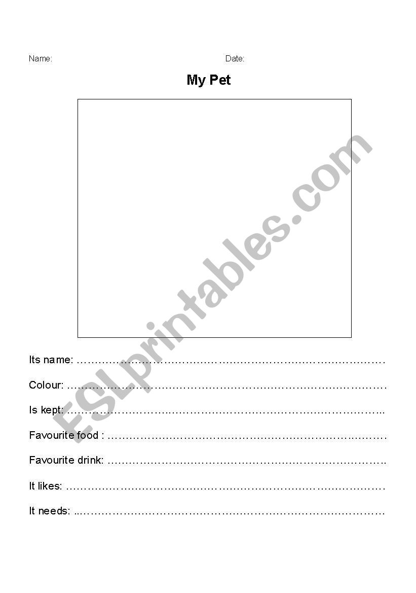 My pet worksheet