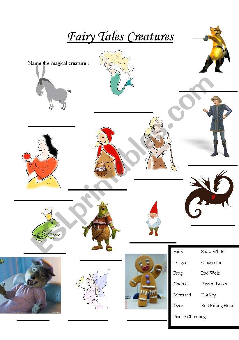 Fairy Tale Creatures worksheet