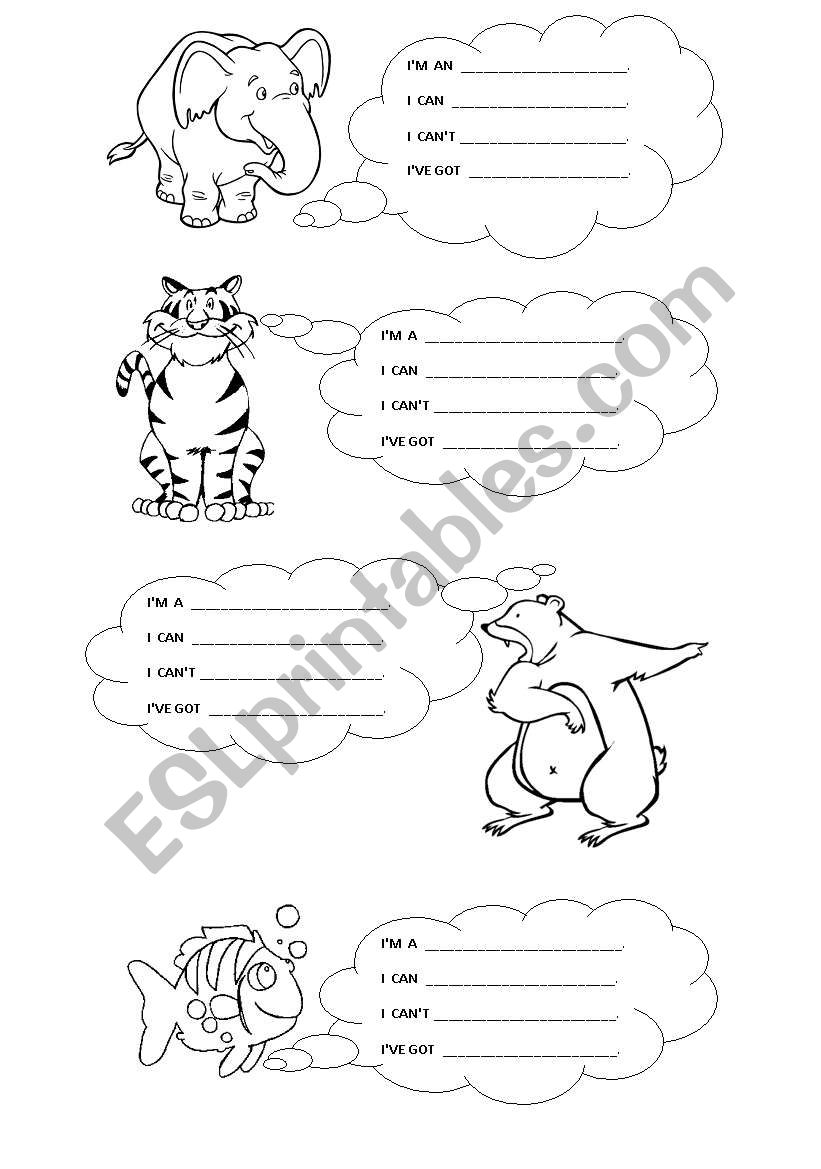 animals can or can´t worksheet
