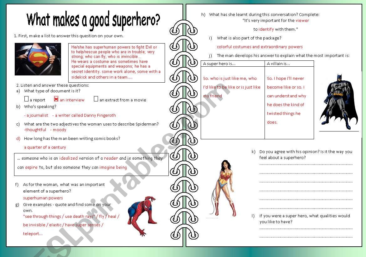 What makes a good superhero? key