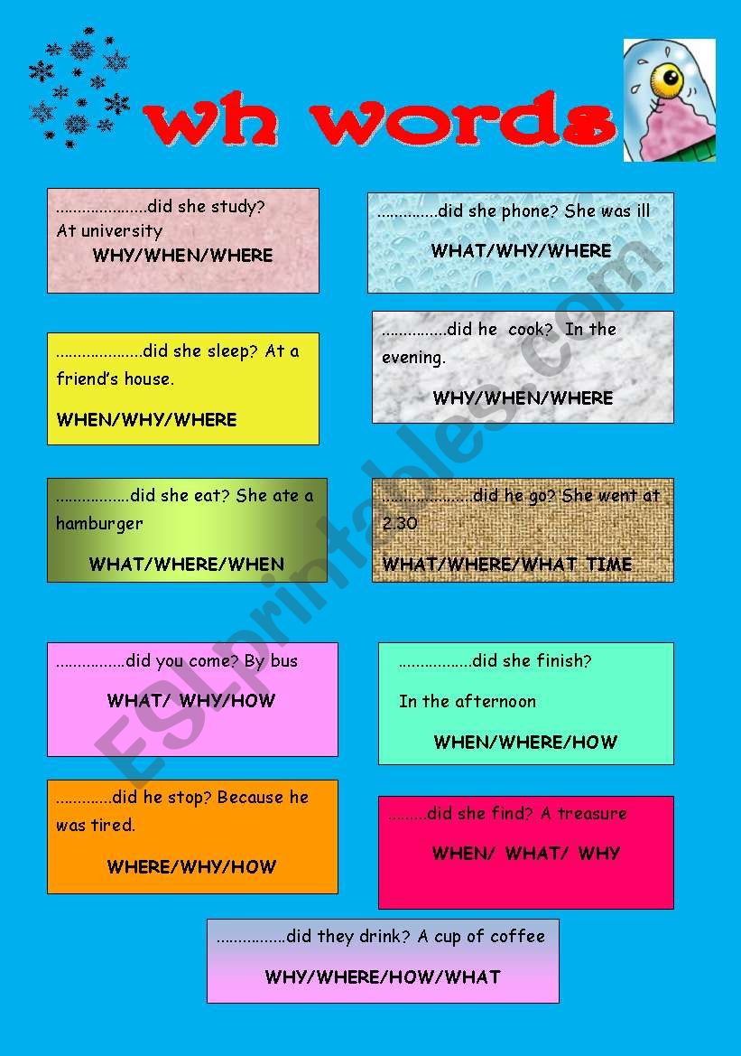 WH WORDS worksheet