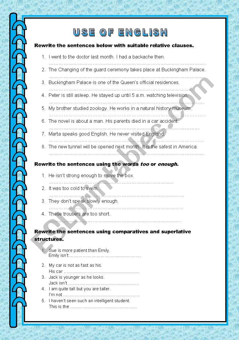 USE OF ENGLISH worksheet