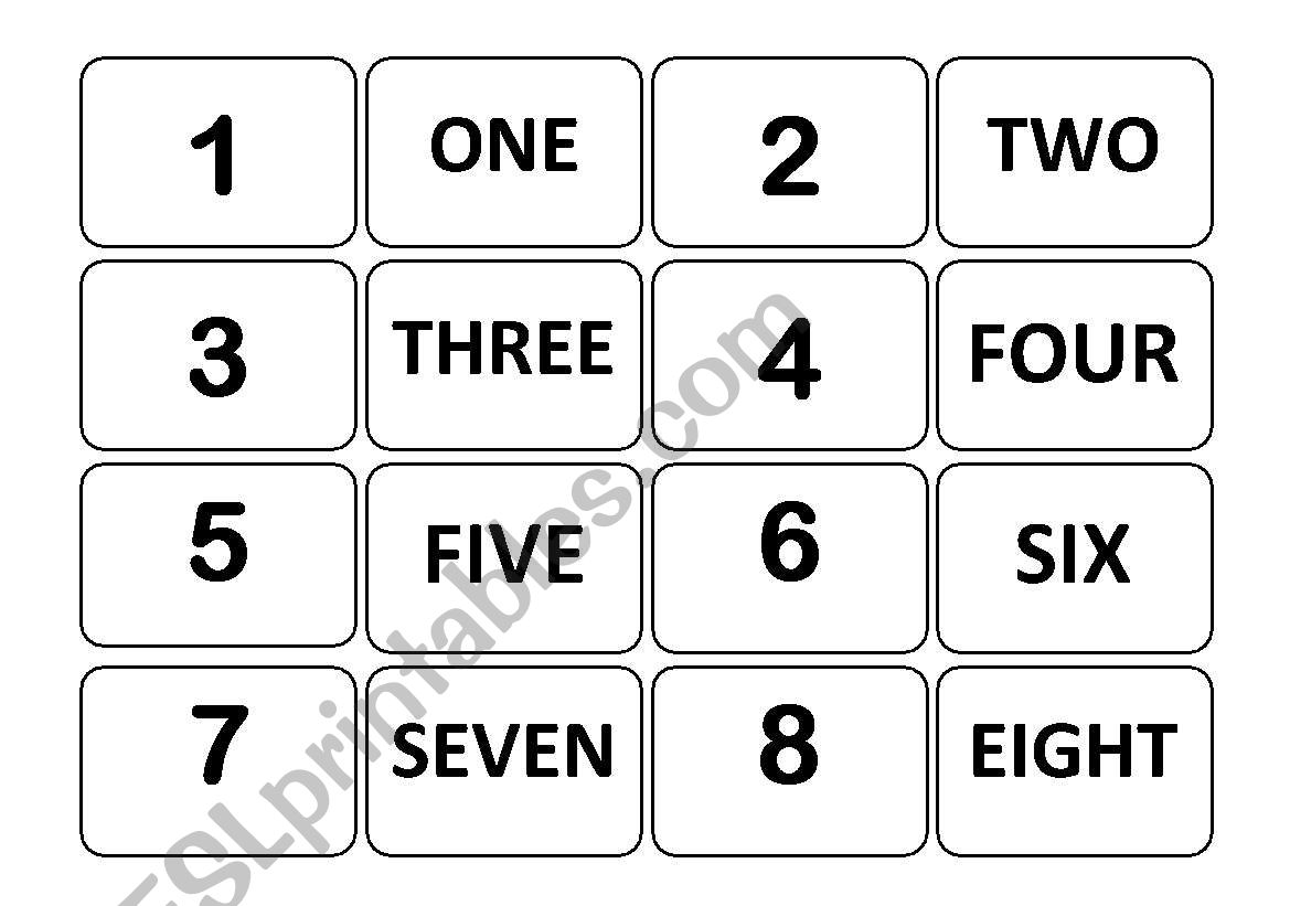 Number memory game worksheet