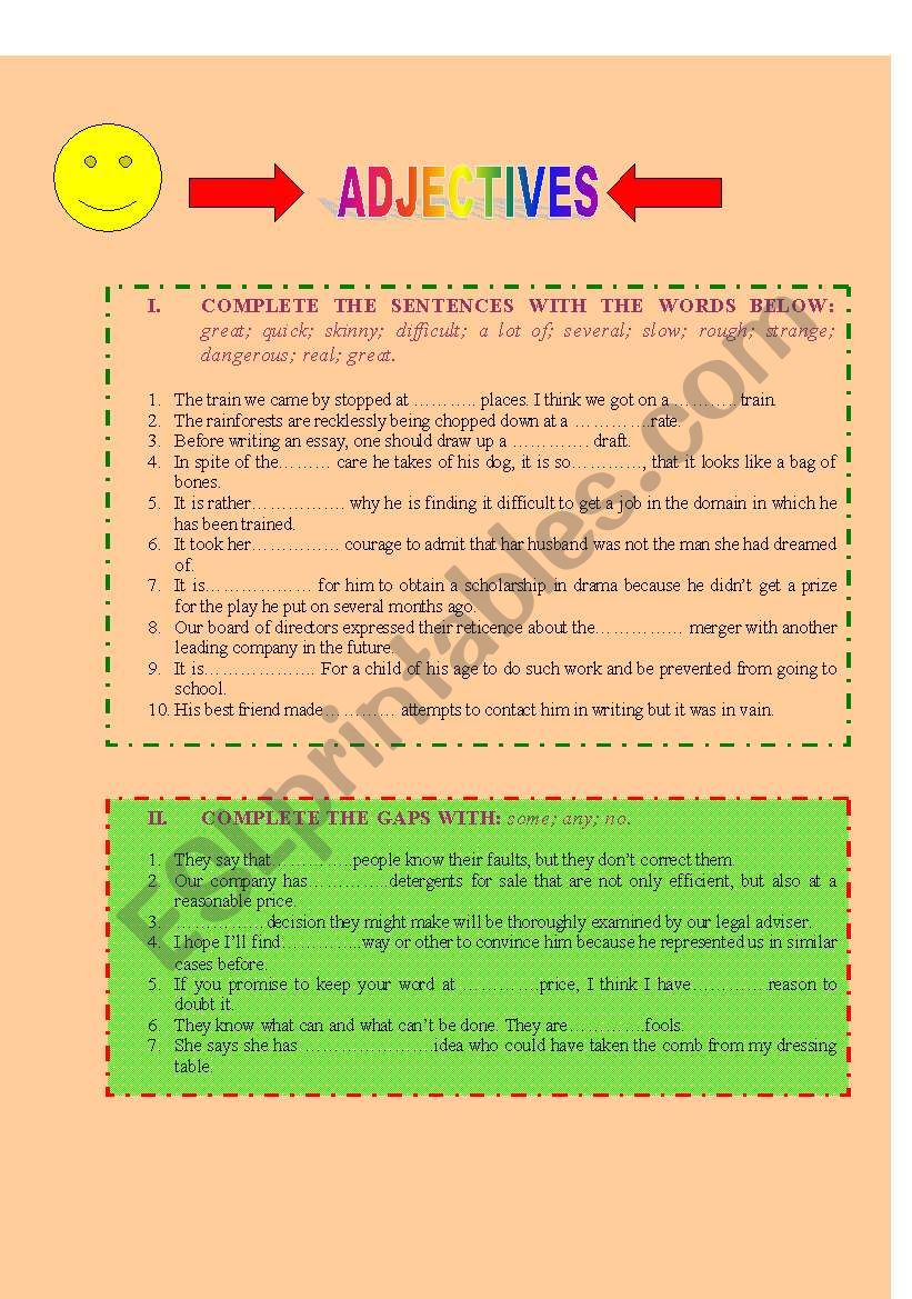 ADJECTIVES worksheet