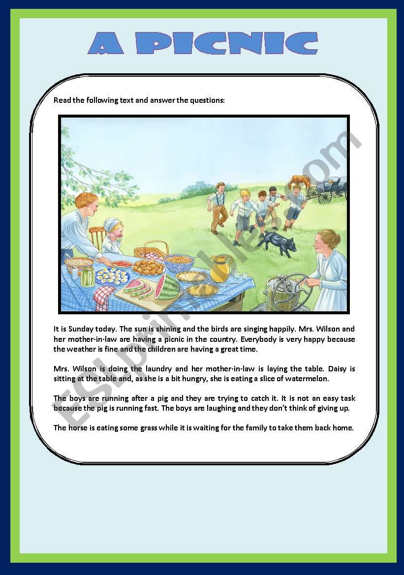 A PICNIC worksheet