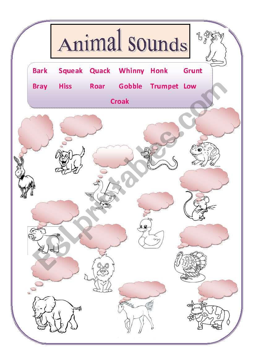 animal sounds worksheet