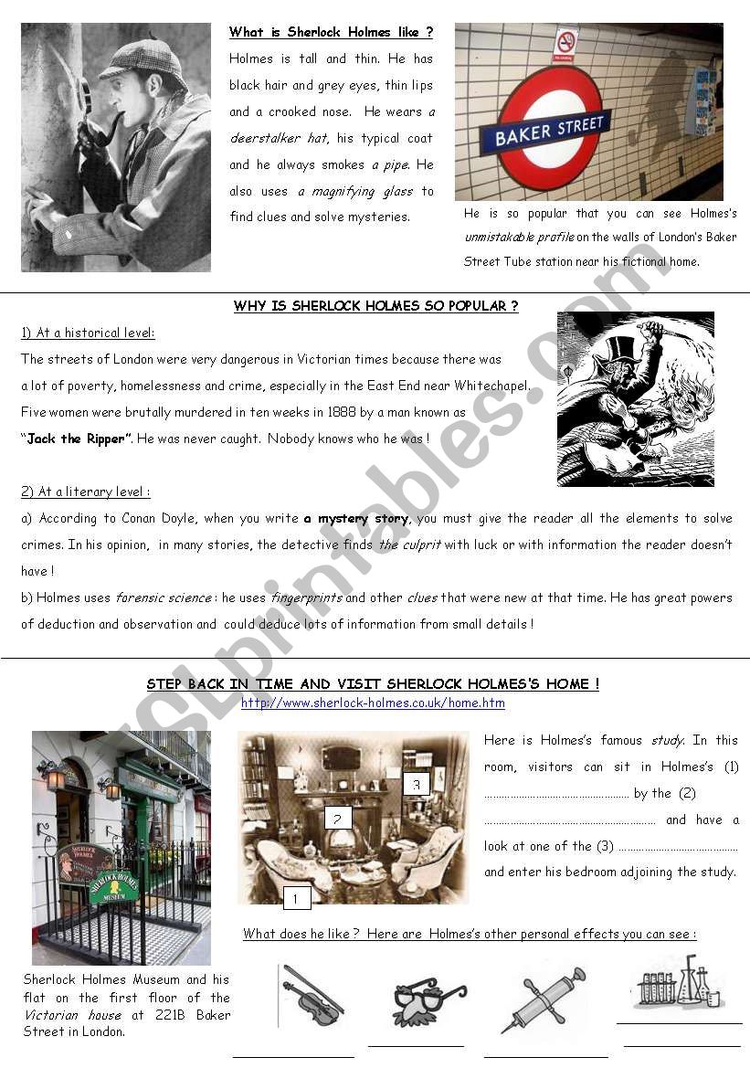 Sherlock Holmes worksheet