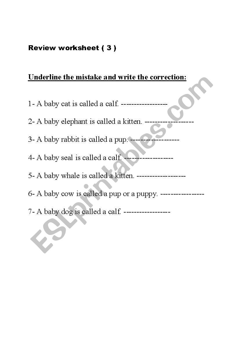 Baby Animals worksheet