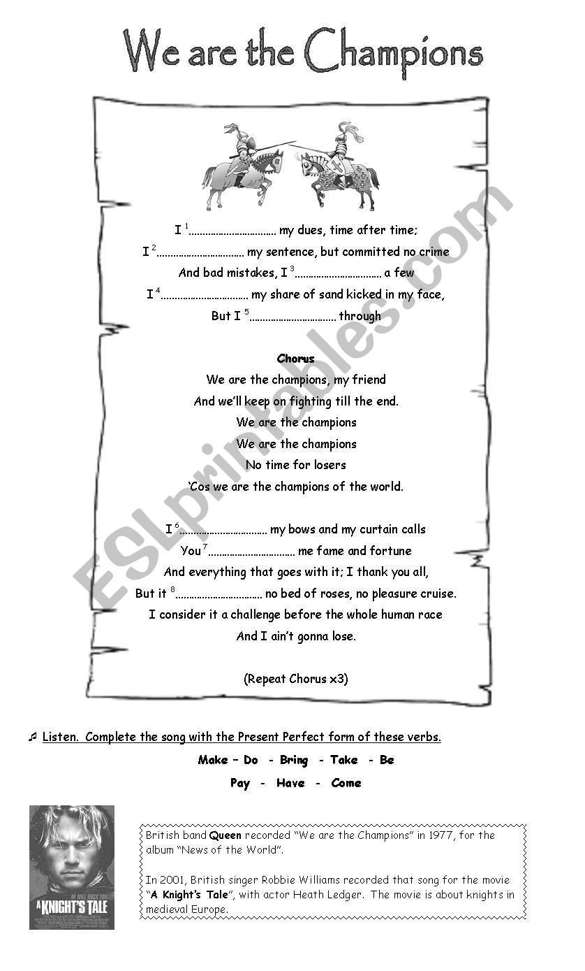 champions worksheet