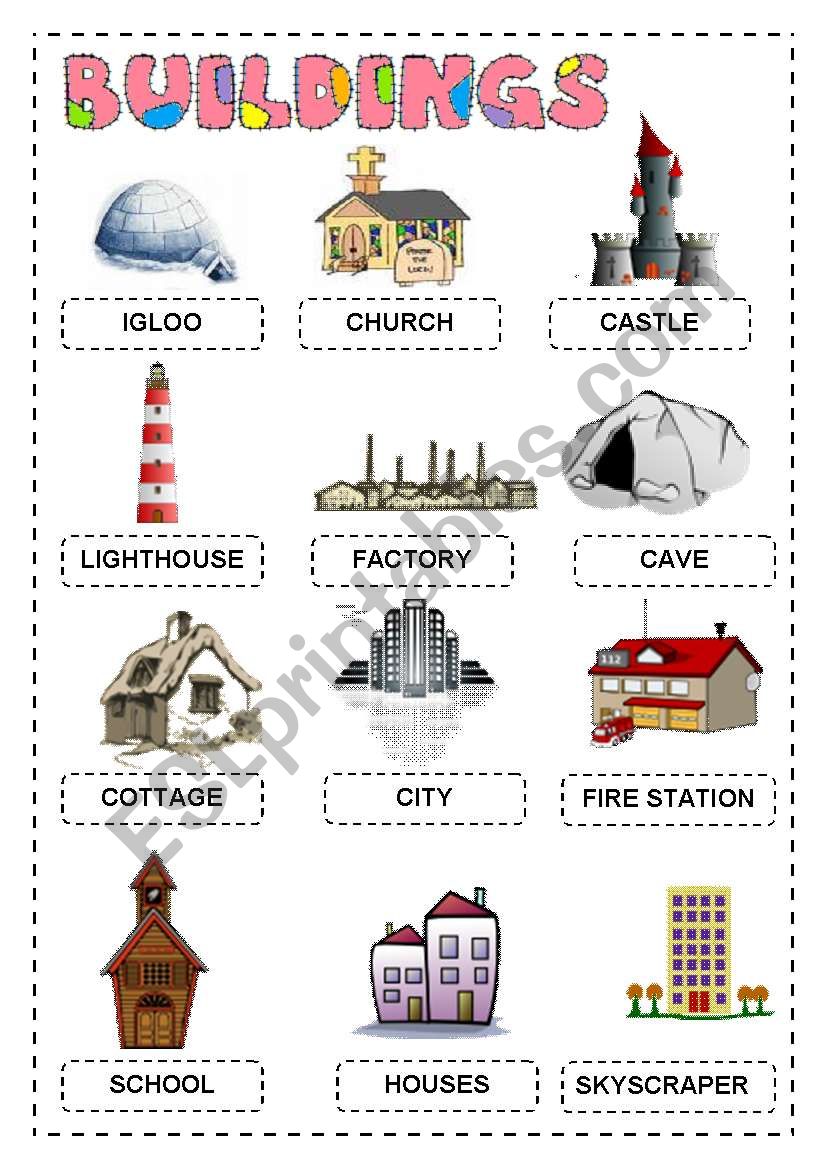 BUILDINGS PICTIONARY worksheet