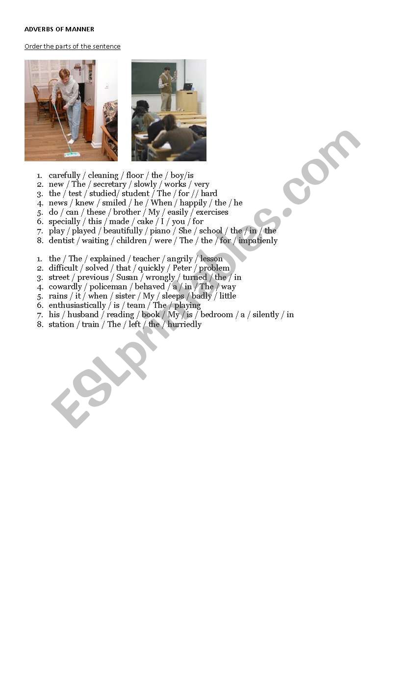 Adverbs of manner worksheet