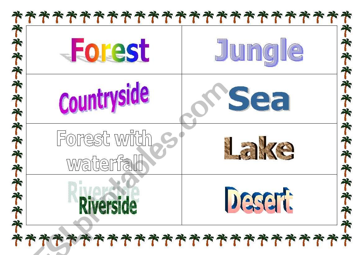 Natural Spaces names worksheet