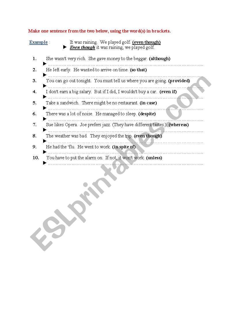 connectors worksheet