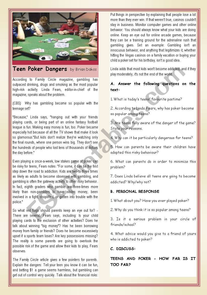 TEENSÂ´ADDICTIONS : TEEN POKER DANGERS