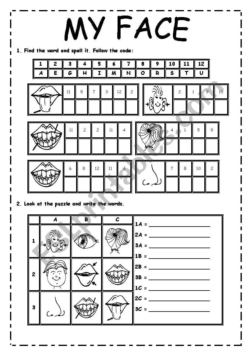 MY FACE worksheet