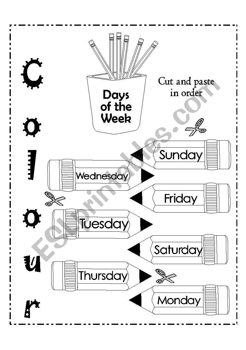 DAYS OF THE WEEK worksheet