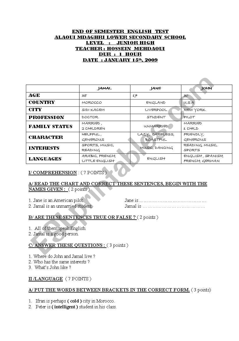 PRE-INTERMEDIATE GLOBAL TEST worksheet