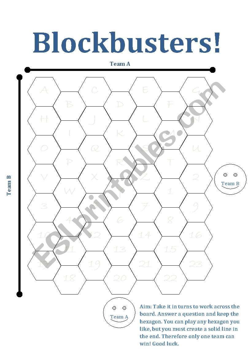 Blockbusters worksheet