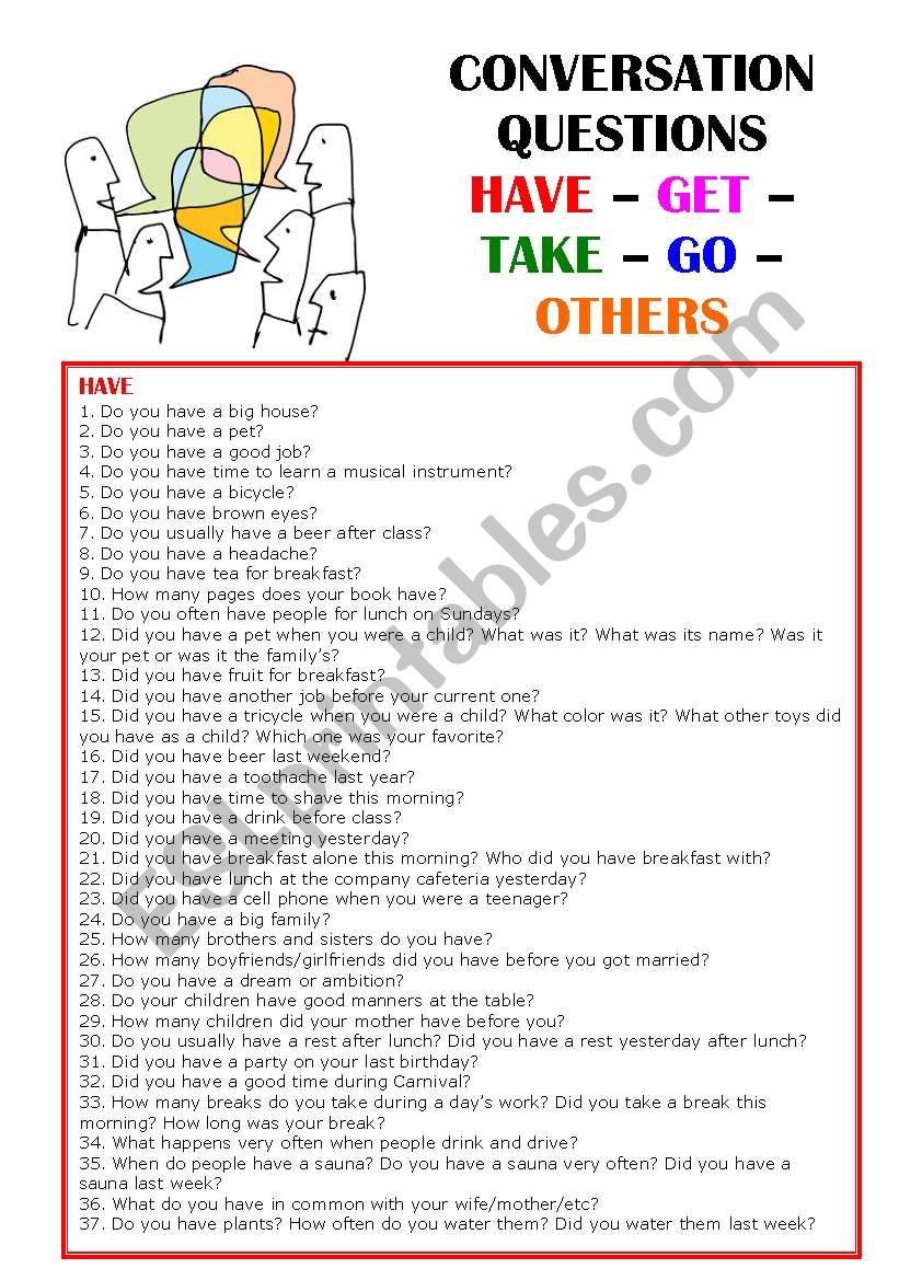 CONVERSATION QUESTIONS worksheet