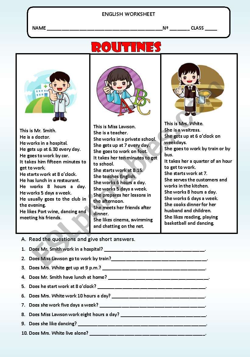 ROUTINES worksheet