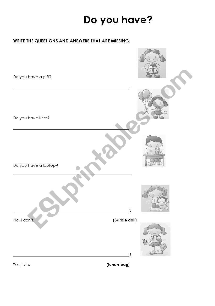 Do you have? worksheet