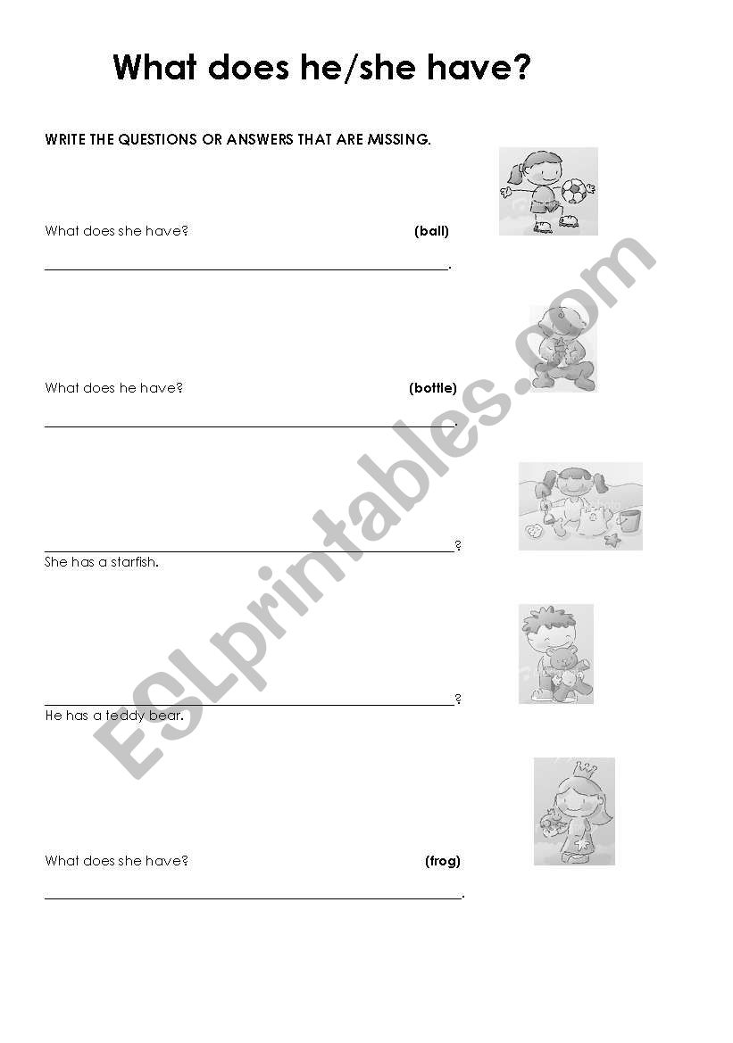 What does he/ she have? worksheet