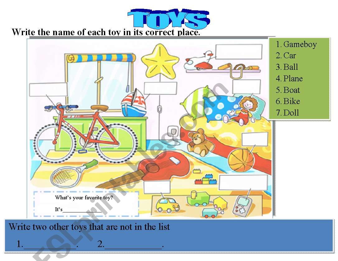 Toys worksheet