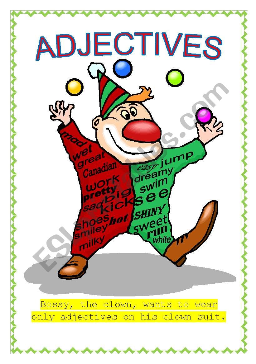 Adjectives Clown worksheet